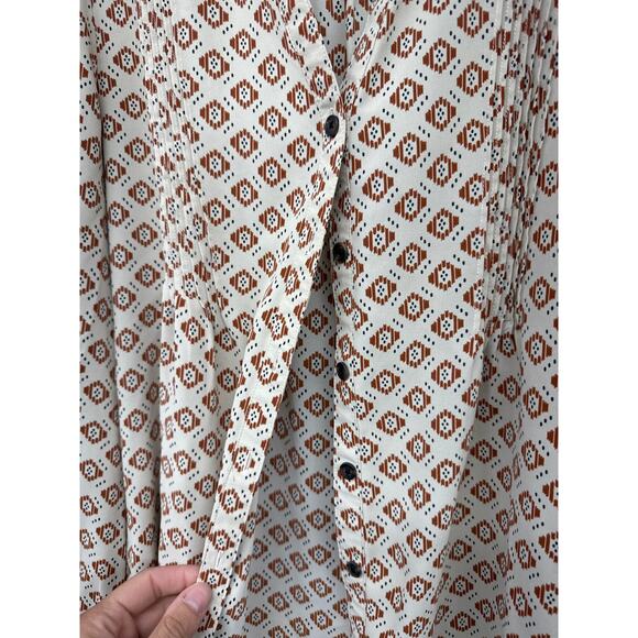 Flag & Anthem Cream Blouse Medium Boho Hippie Professional Tribal Earth Crunchy - Picture 2 of 7